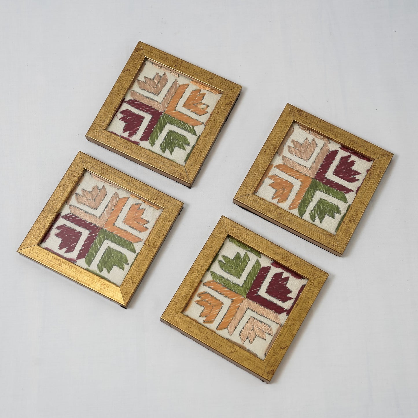 SET OF 4 PHULKARI COASTERS – CRAFTED TRADITION