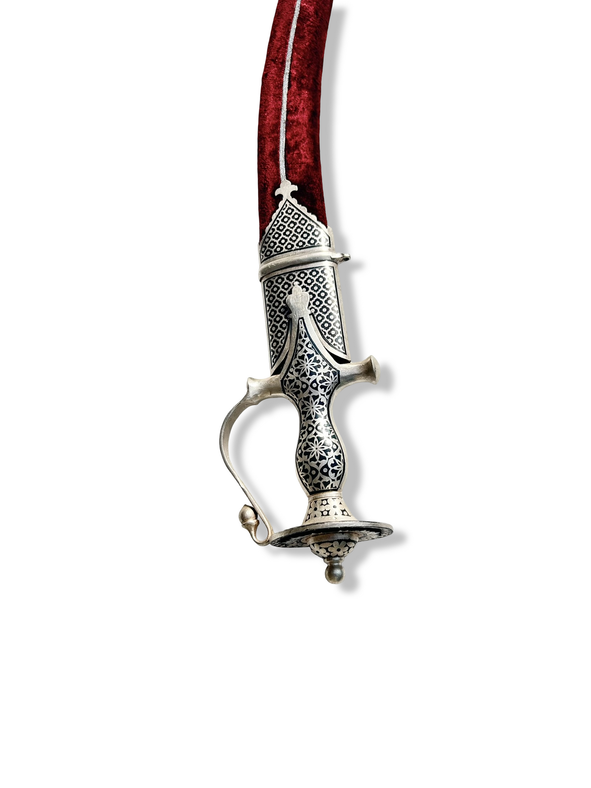 Silver Leaf Work Sirohi with Red Velvet Scabbard