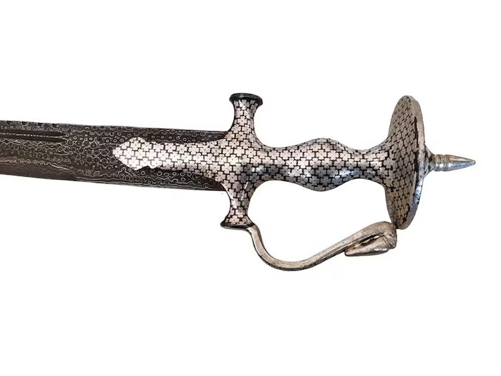 Damascus Blade Tegh With Silver Work