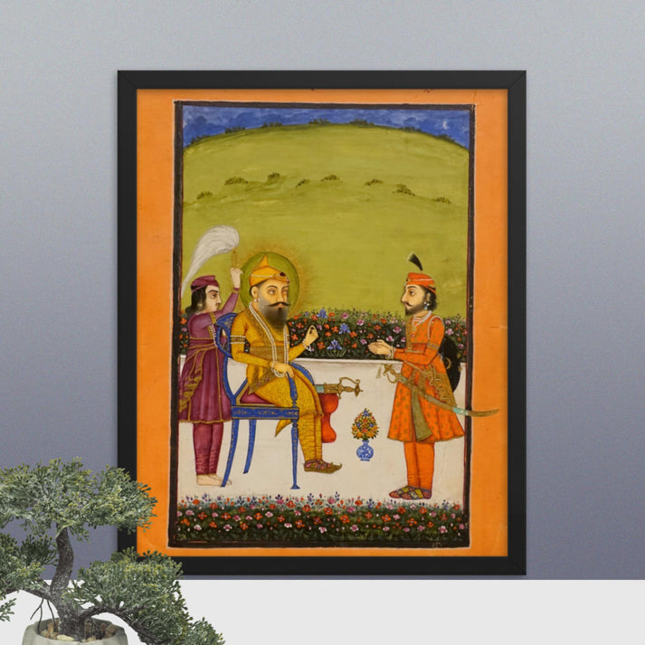 Maharaja Ranjit Singh seated on terrace(Framed print) - SRI ASDHUJ