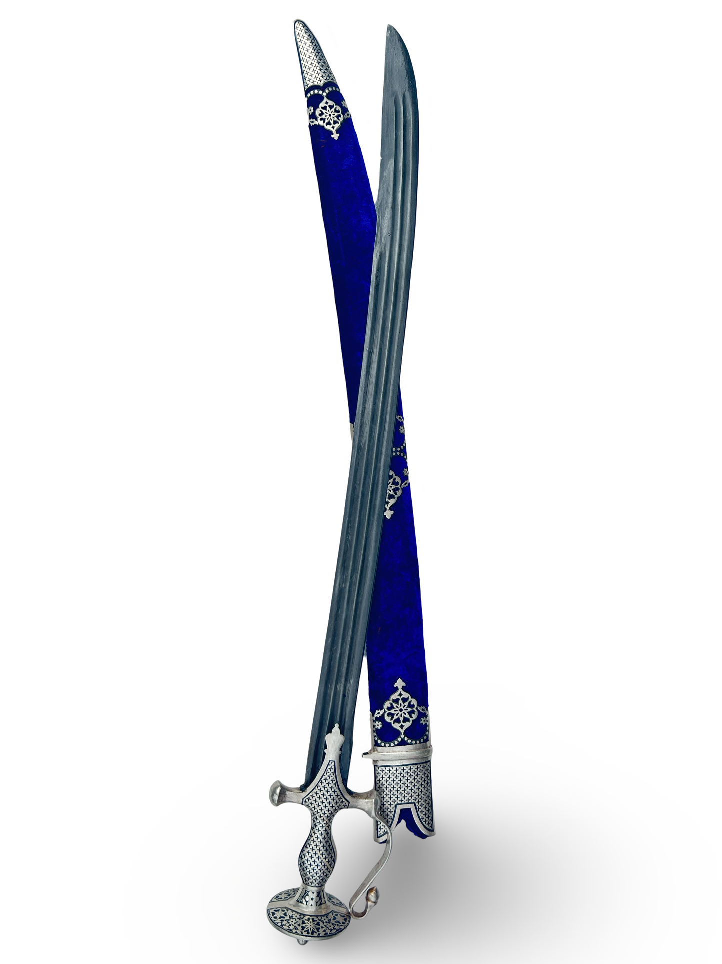 Silver Handle Sirohi with Blue Velvet Miyaan