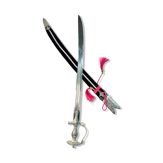 Silver Leaf Work Sirohi with Purple Velvet Scabbard