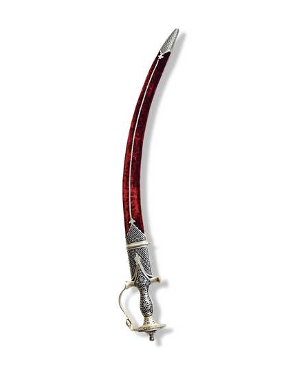 Silver Leaf Work Sirohi with Red Velvet Scabbard