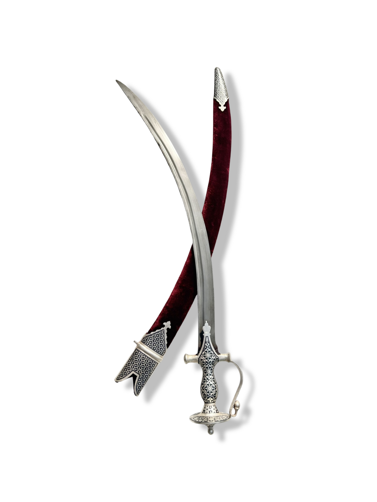 Silver Leaf Work Sirohi with Red Velvet Scabbard