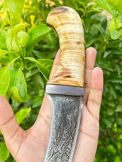 Double-Pronged Dagger made of Damascus