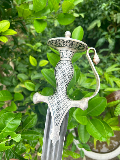 Silver Leaf Work Sirohi with Blue Velvet Scabbard