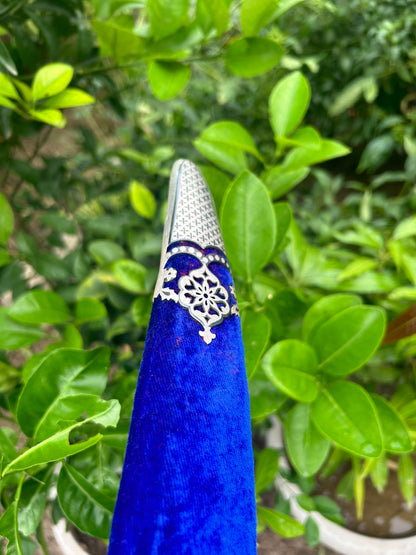Silver Leaf Work Sirohi with Blue Velvet Scabbard