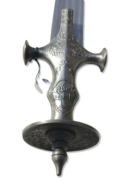 Tegha with Engraved Akal Sahaye Handle and 3 fuller blade