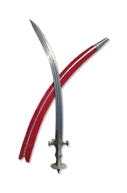Tegha with Akal Sahaye Handle and Velvet Scabbard