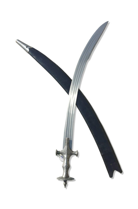 Tegha with Engraved Akal Sahaye Handle and 3 fuller blade