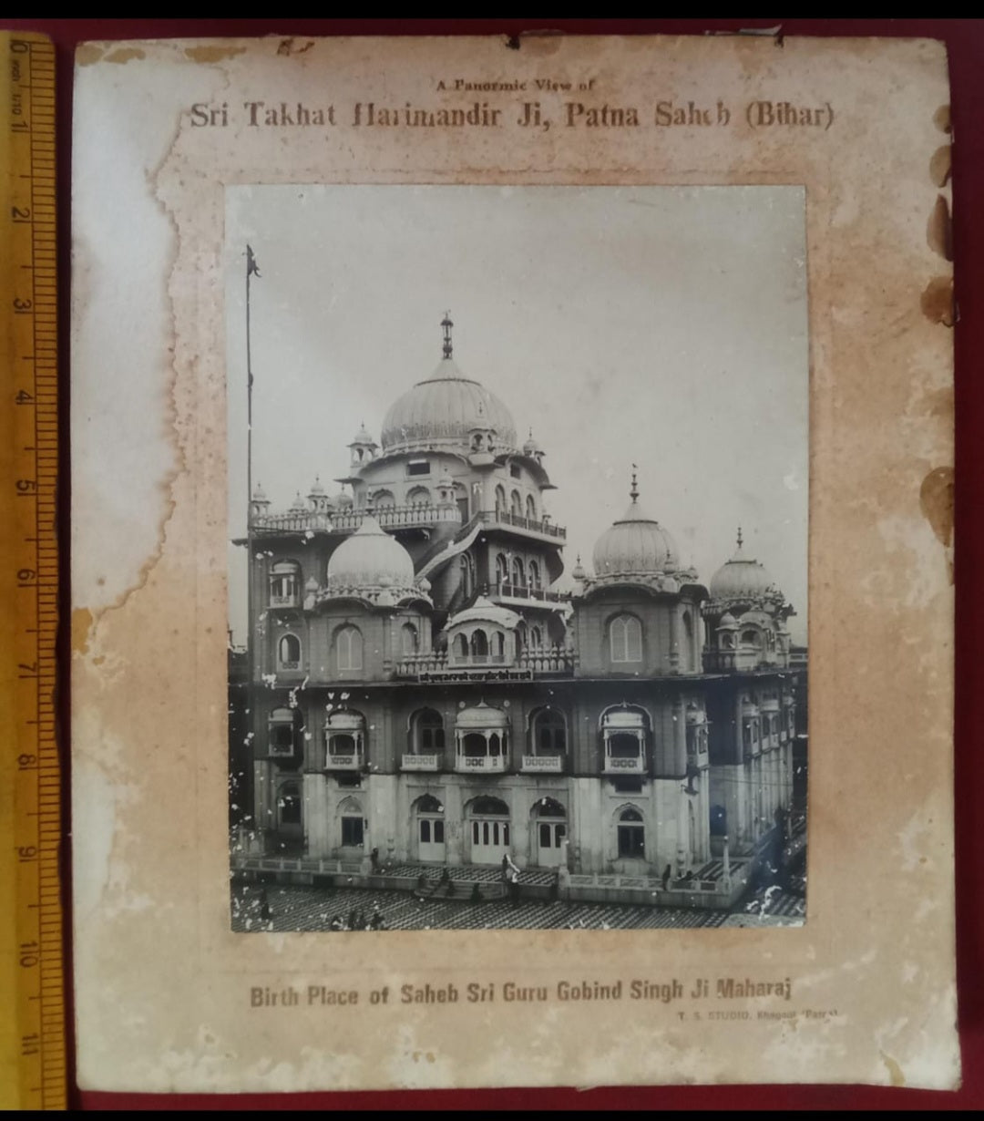 PATNA SAHIB SIKH GURUDWARA EXTERIOR VIEW 1960s Real photo mounted Size 11.5 x 9.5 Inches, Photo Size 8x 6.5 Inches