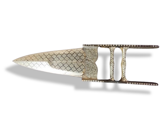 Scissor Katar with Silver Koftgari work and Damascus blade